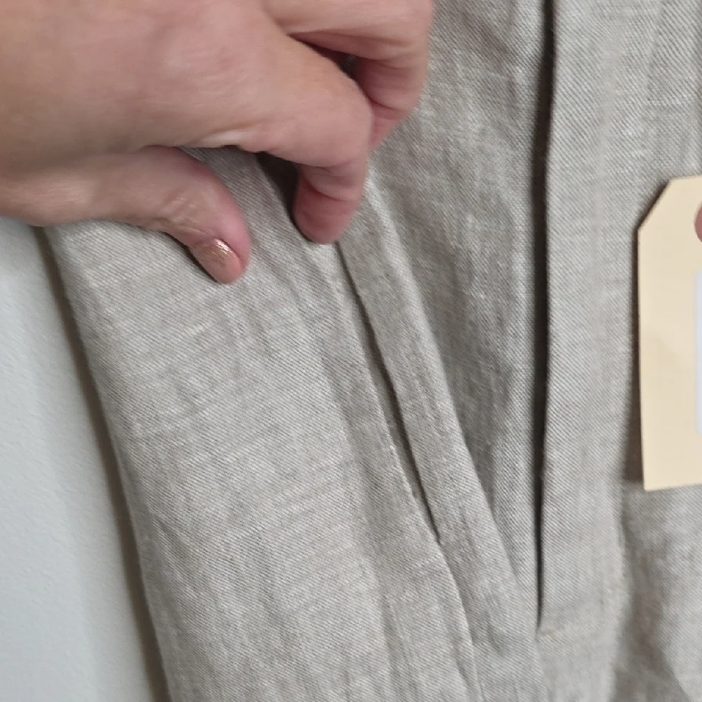 NwT Uqnatu Hollywood Natural 100% Linen Beige Pants Xs - Picture 4 of 8